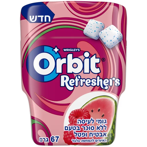 מסטיק אורביט רפרשרס בטעם אבטיח ופטל 67 גרם
