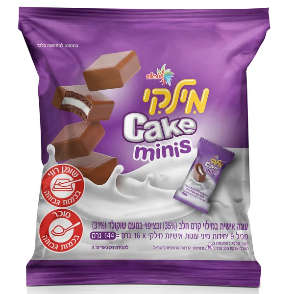 מילקי קייק מיניס עוגה אישית במילוי קרם חלב, 9 * 16 גרם
